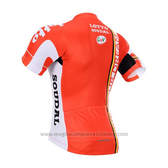 2015 Abbigliamento Ciclismo Lotto Soudal Bianco Rosso Manica Corta e Salopette